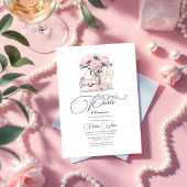 Chique Parels en Prosecco Roze Bloemen Vrijgezelle Kaart