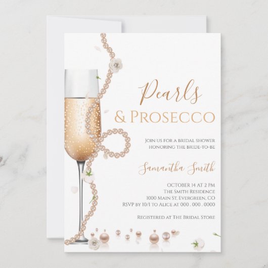 Chique parels en Prosecco Vrijgezellenfeest Kaart (Voorkant)