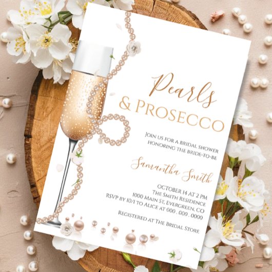 Chique parels en Prosecco Vrijgezellenfeest Kaart