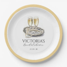 Chique parels en Prosecco Vrijgezellenfeest Papieren Bordje