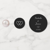 Chique Parels & Harten op Zwarte & Witte Bruiloft Confetti (Achterkanten)