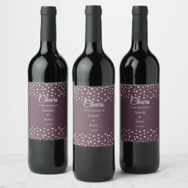 Chique parels op Cassis bruiloft wijnfles label Wijn Etiket