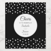 Chique parels op zwart & wit bruiloft wijn etiket (Enkel label)