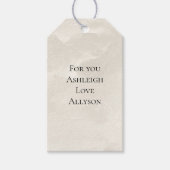 Chique parelwitte glamour bruiloft bruidsfeest cadeaulabel (Voorkant)