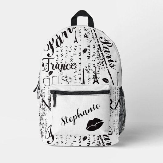 Chique Parijs-geïnspireerd met gedurfde grafische  Bedrukte Rugzak (Voorkant)