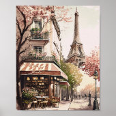 Chique Parijse Cafe Eiffeltoren Parijs Frankrijk S Poster (Voorkant)