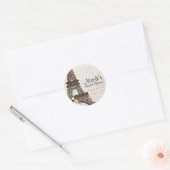 Chique Paris Eiffeltoren & Rozen Elegante gunst Ronde Sticker (Envelop)