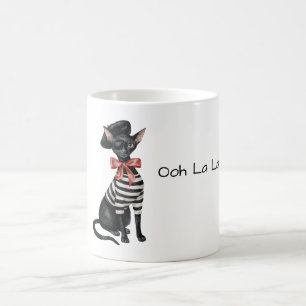 Chique Paris Kat Rood Strik Zwart Wit Strepen Koffiemok