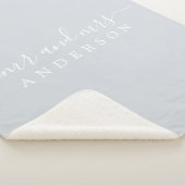 Chique Pasgetrouwd Mr Mrs Ijsblauw Monogram Sherpa Deken (3/4)