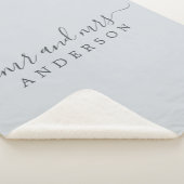 Chique Pasgetrouwd Mr Mrs Ijsblauw Monogram Sherpa Deken (3/4)