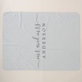 Chique Pasgetrouwd Mr Mrs Ijsblauw Monogram Sherpa Deken (Voorkant (horizontaal))