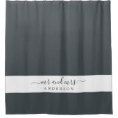 Chique pasgetrouwde meneer mevrouw zwart-wit monog douchegordijn (Voorkant)