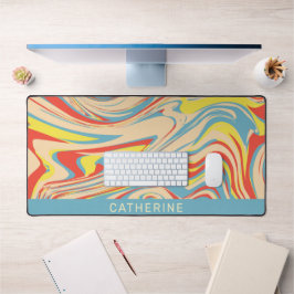 Chique pastel blauw golvend bureaumat