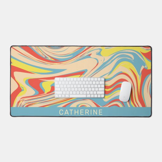Chique pastel blauw golvend bureaumat (Keyboard & Muis)