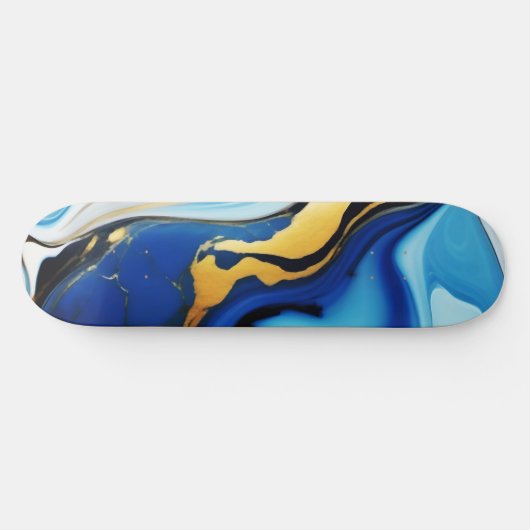 Chique Pastel blauw goud Faux Marmer Persoonlijk Skateboard (Horizontaal)