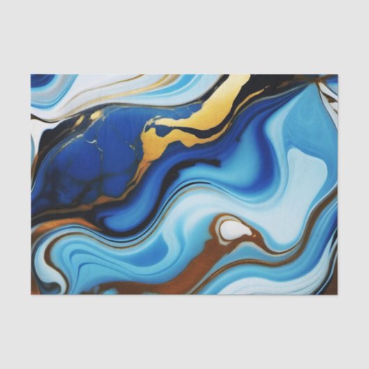 Chique Pastel blauw goud Faux Marmer Tissuepapier (Voorkant)