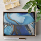 Chique Pastel blauw goud Faux Marmer Tissuepapier (Geschenk)