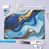 Chique Pastel blauw goud Faux Marmer Tissuepapier (Craft)