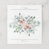 Chique Pastel Blush Roze Bloemen Groen Bruiloft Plaatskaartje (Buitenkant ongevouwen)