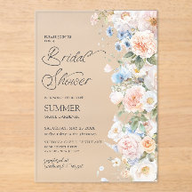 Chique Pastel Blush Witte Blauwe Bloemachtige Brui