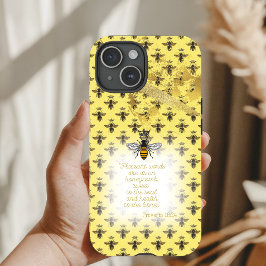 Chique pastel geel gouden bij raster Bijenkoningin iPhone 15 Case