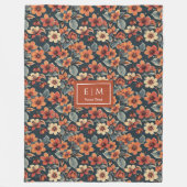 Chique pastel groene deken met herfstbloemen (Voorkant)