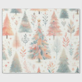 Chique Pastel Kerstboom Inpakpapier  (Vlak)