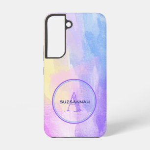 Chique Pastel Kleur Watercolor Initiaal Monogram N Samsung Galaxy Hoesje