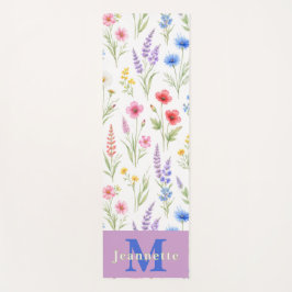Chique Pastel Lavendel Blauwe Zalm Roze Wilde Bloe Yogamat