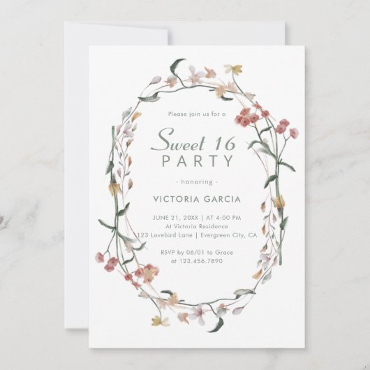 Chique pastel minimalistische wilde bloemen zoet 1 kaart (Voorkant)