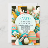Chique pastel moderne paasbrunch & eierjacht kaart (Voorkant)
