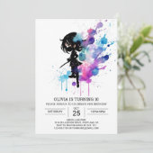 Chique Pastel Ninja Meisje Verjaardag Kaart (Staand voorkant)