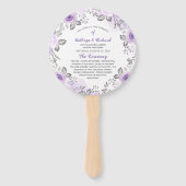 Chique pastel Paarse bloemenbruiloft programma Han Handwaaier (Voorkant)