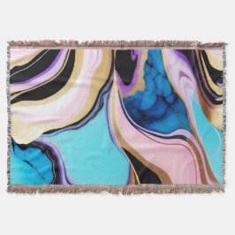 Chique Pastel paarse roze blauw goud Faux Marble Deken