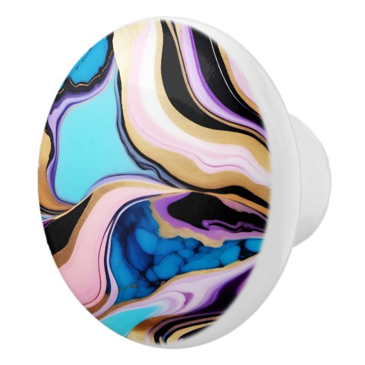 Chique Pastel paarse roze blauw goud Faux Marble Keramische Knop (Rechts)