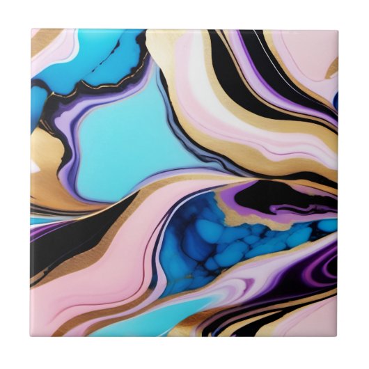 Chique Pastel paarse roze blauw goud Faux Marble Tegeltje (Voorkant)