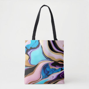 Chique Pastel paarse roze blauw goud Faux Marble Tote Bag