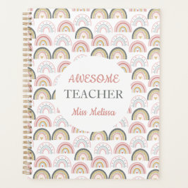 Chique pastel regenboog met hart Geweldige docent Planner