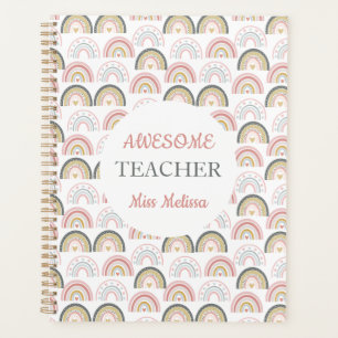 Chique pastel regenboog met hart Geweldige docent Planner