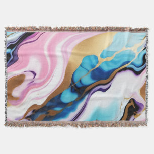Chique Pastel roze blauw paarse gouden Faux Marble Deken