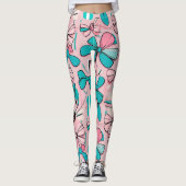 Chique pastel roze bogen Valentijn's Day monogram Leggings (Voorkant)