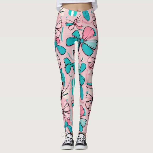 Chique pastel roze bogen Valentijn's Day monogram Leggings (Voorkant)