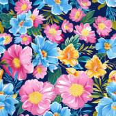 Chique pastel roze en blauwe bloemen verjaardagsca medium cadeauzakje