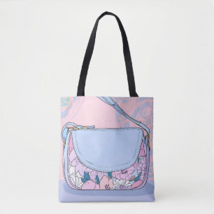 Chique pastel roze lavendel bloemtas tote bag