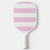 Chique pastel roze strepen gestreept gepersonalise pickleball paddle (Voorkant)