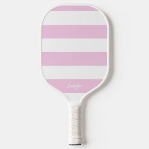 Chique pastel roze strepen gestreept gepersonalise pickleball paddle