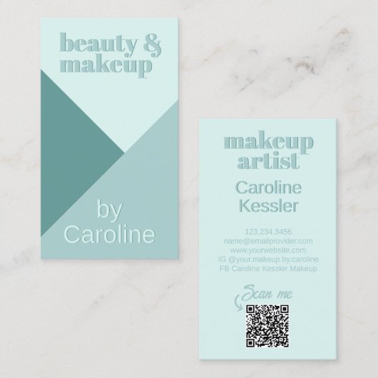 Chique pastel Seafoam Seaglass Mint Blauwgroen Gro Visitekaartje (Voorkant / Achterkant)