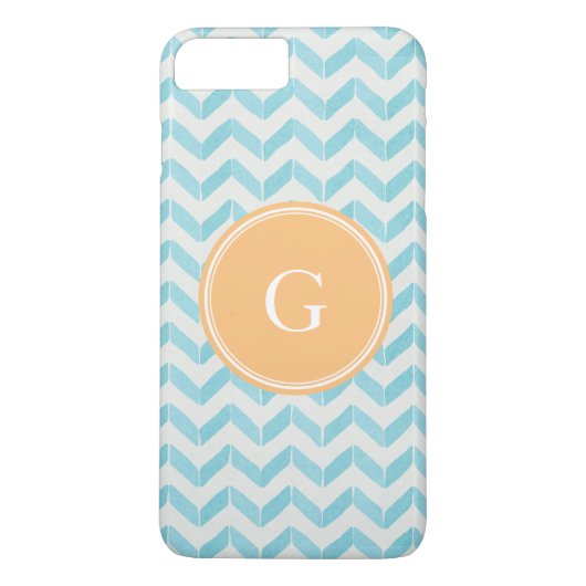 Chique pastel turquoise Chevron Maatwerk Monogram Case-Mate iPhone Case (Achterkant)