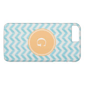 Chique pastel turquoise Chevron Maatwerk Monogram Case-Mate iPhone Case (Achterkant (Horizontaal))