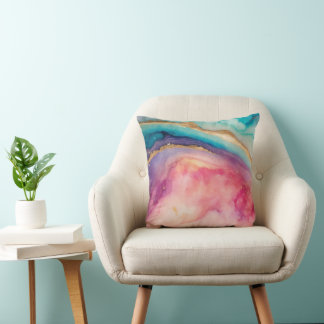 Chique Pastel Waterverf Wash Moderne Goud Spatten Kussen